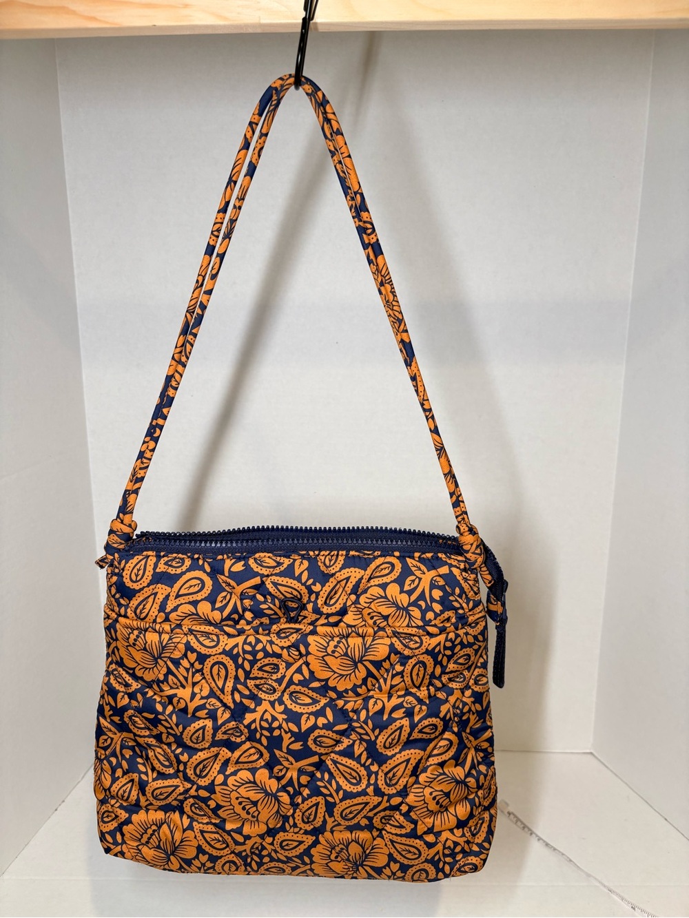 Vera Bradley Navy and Orange Floral Paisley Crossbody